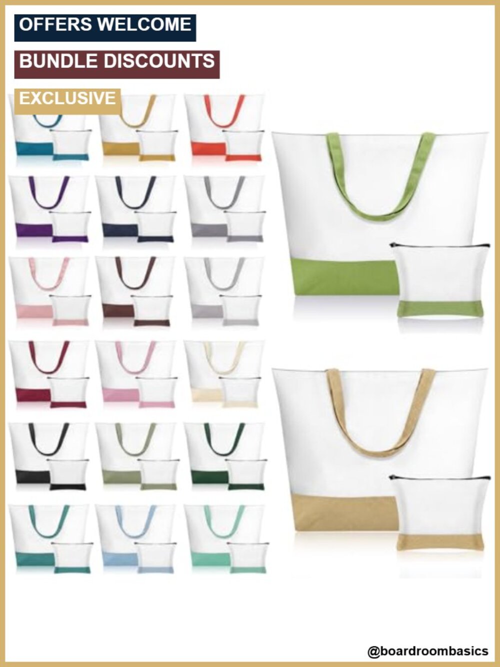 Blank Canvas Tote Bags and Makeup Bags Set of 40, DIY